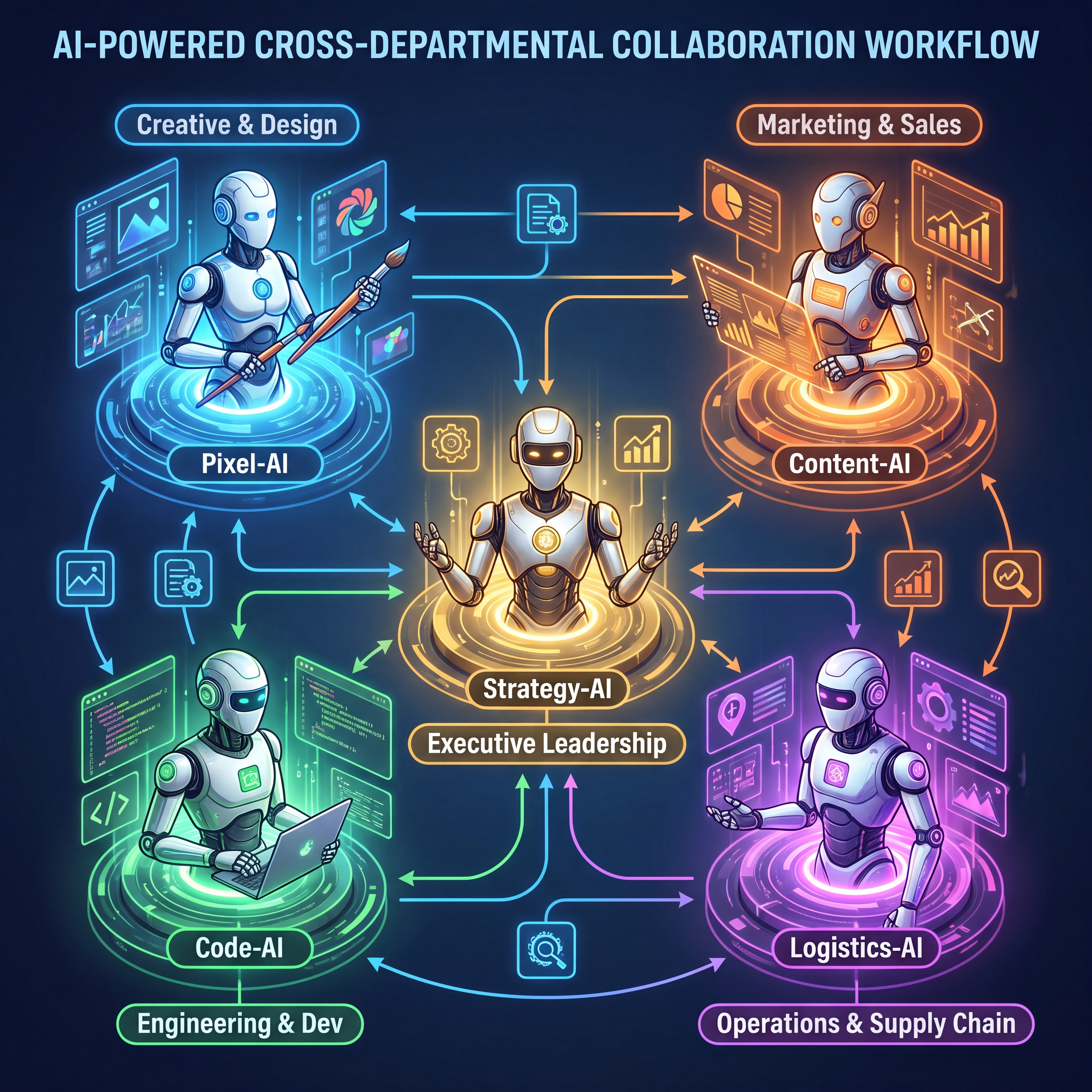 AI agents coordinating responsibilities across an intelligent automated workflow